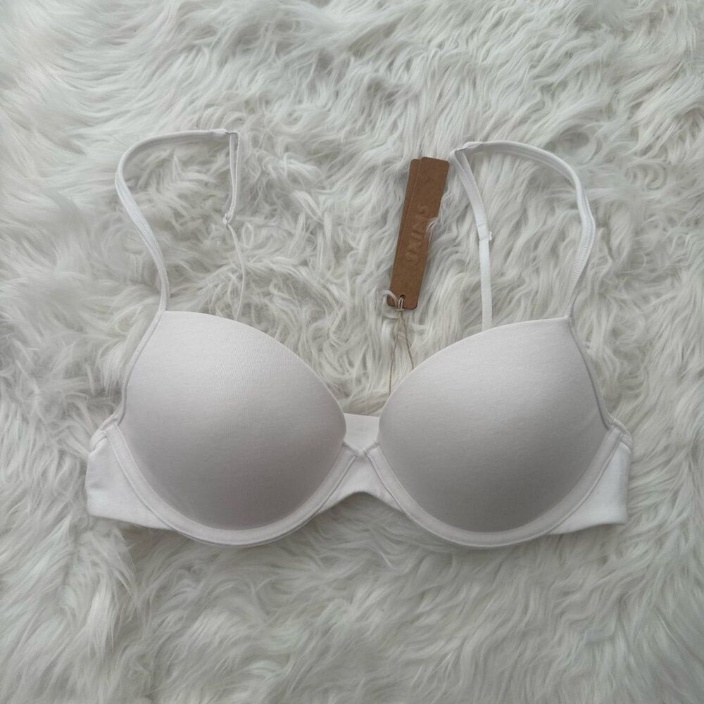 Skims Everyday Cotton Lightly Lined T-Shirt Demi Bra Snow Size 34B